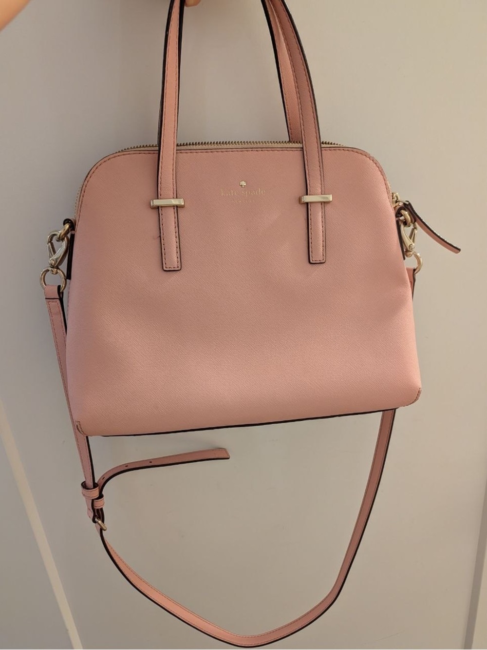 kate spade Blush Pink Leather Dome Satchel with Crossbody Strap